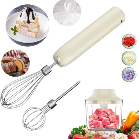 Electric Hand Mixer with Whisk, Handheld Electric Whisk, Baby Food Blender, Mini Food Processor, Rechargeable Cordless Handheld Mixer, Food Chopper, Baby Food Puree Maker for Baby Food, 4-Speed,10Oz
