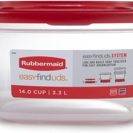 Rubbermaid Easy Find Lids Food Storage Container, 14 Cup, Red 2 Pack